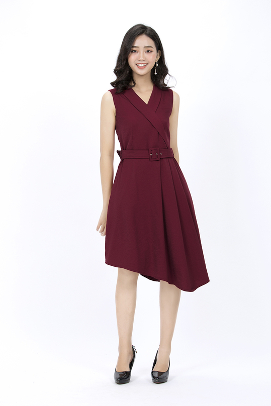 Đầm đi tiệc cổ đan - tông kèm đai eo KK90-28