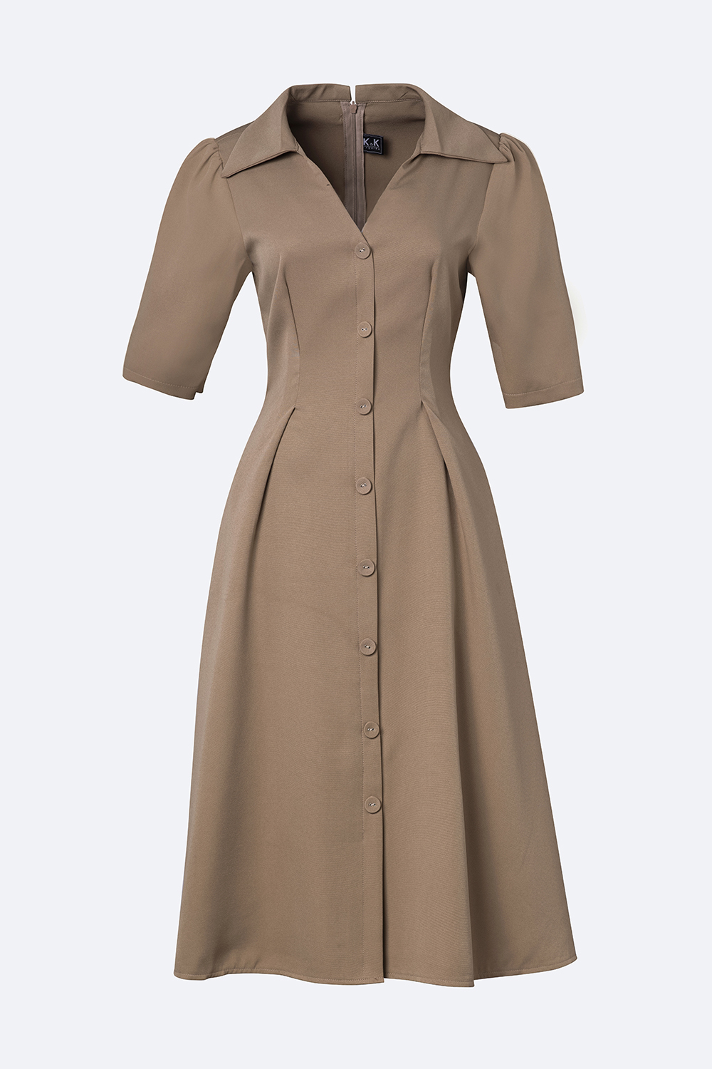 Đầm xòe công sở tay lỡ cổ sơ mi