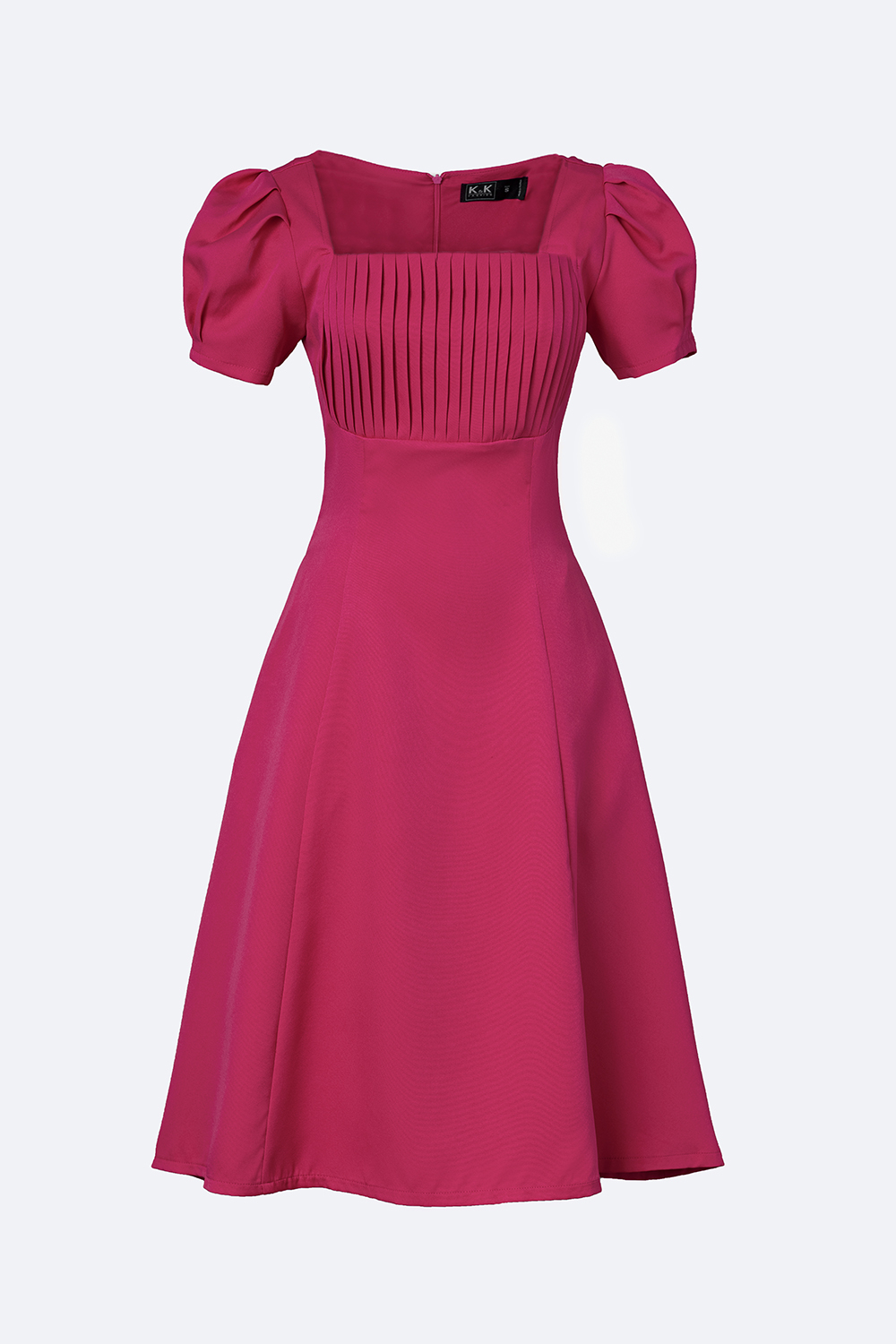 Đầm xòe tay phồng ngực xếp ly