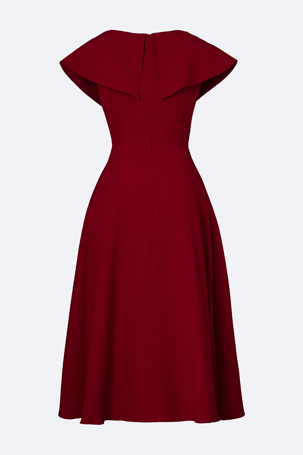 Đầm tiệc đỏ cổ sen phối nơ