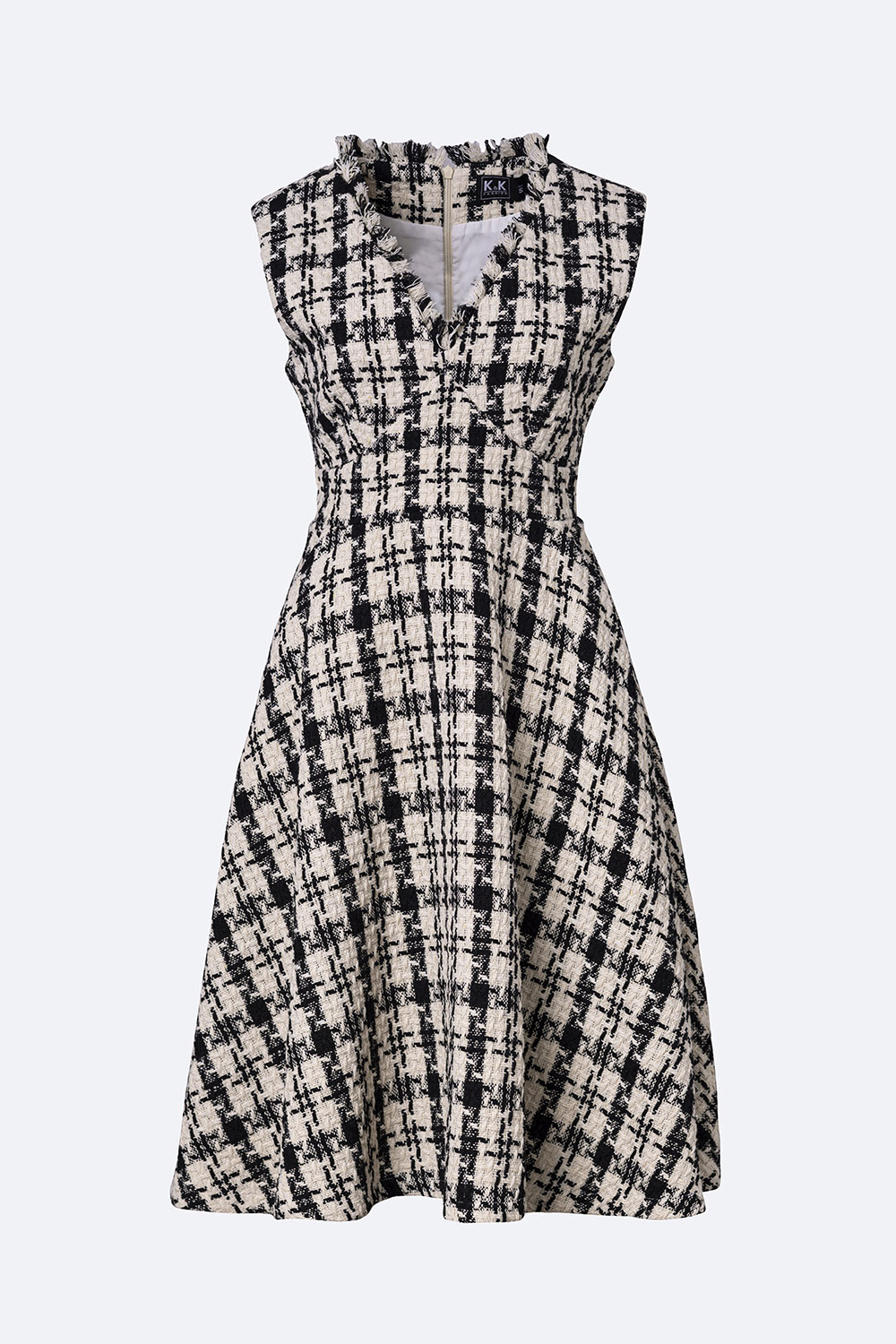 Đầm xòe họa tiết cổ V vải tweed KK130-20 | Thời trang công sở K&K ...