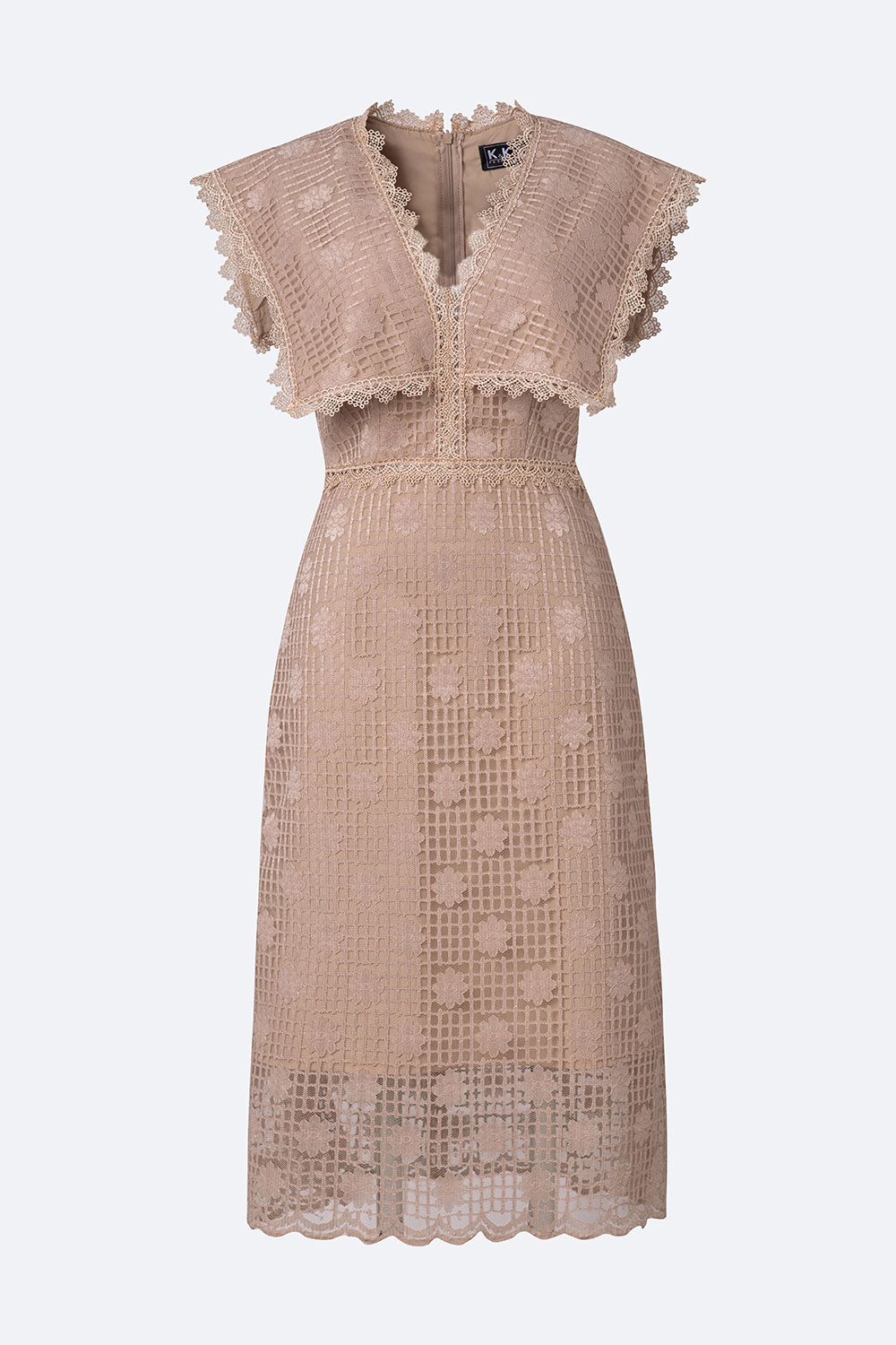 Đầm ren chữ A lá cổ cách điệu