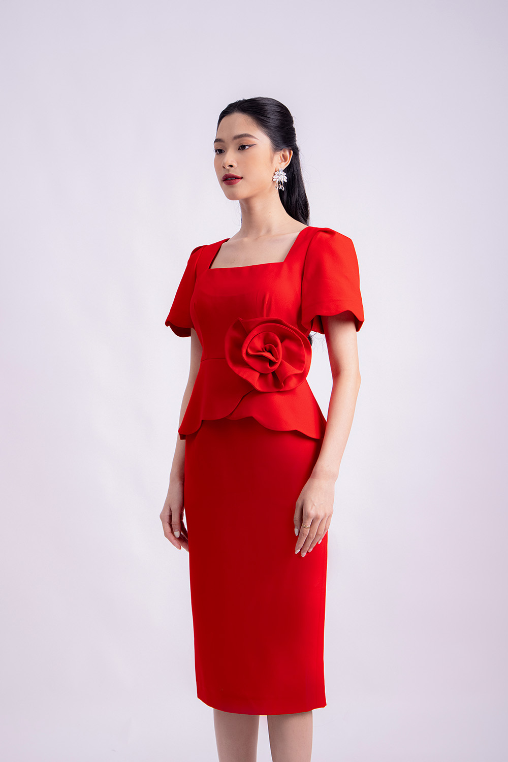 Đầm ôm body peplum đính hoa eo KK130-36 | Thời trang công sở K&K ...