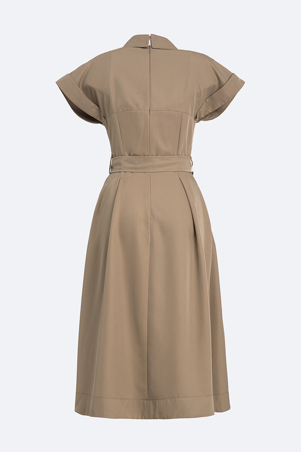 Đầm xòe sơ mi công sở phối đai eo