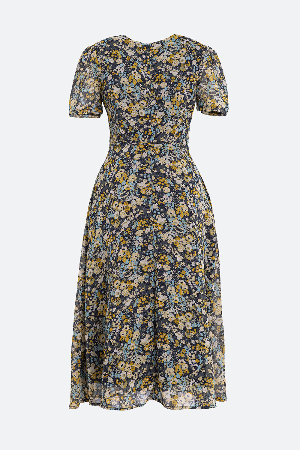 Đầm hoa dáng chữ A cổ V tay ngắn