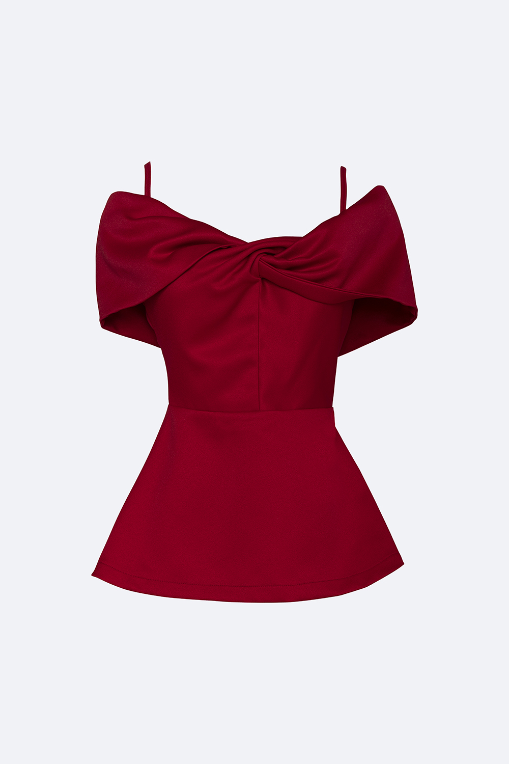 Áo kiểu màu đỏ trễ vai peplum