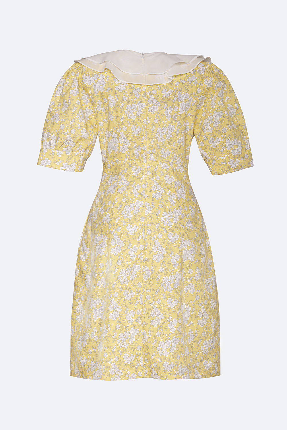 Đầm hoa dáng chữ A cổ V viền bèo