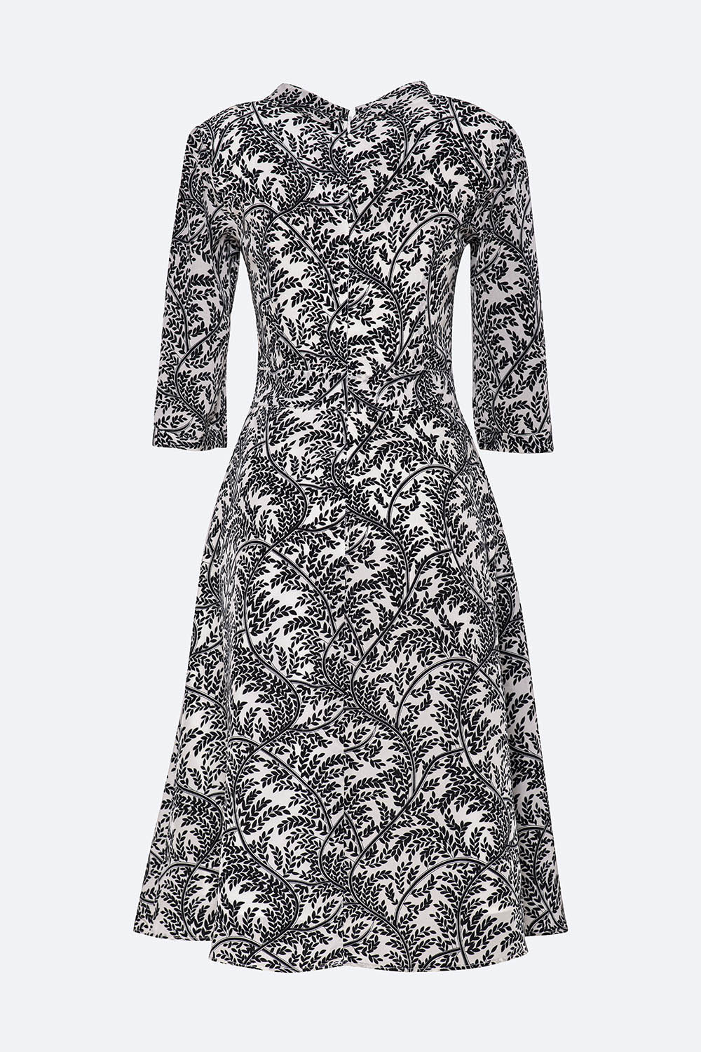 Đầm xòe công sở họa tiết tay lửng