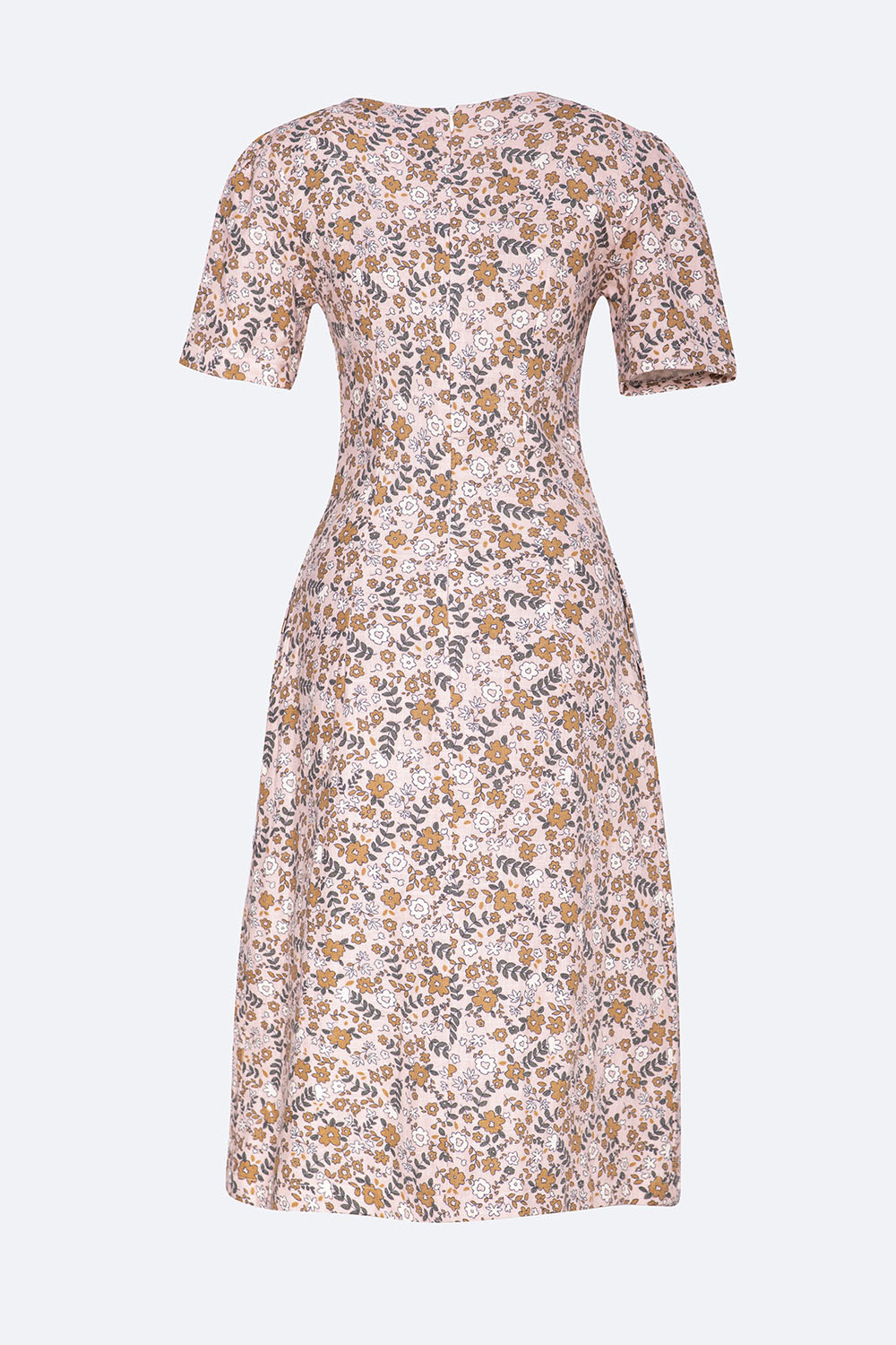 Đầm hoa phối nút dáng chữ A