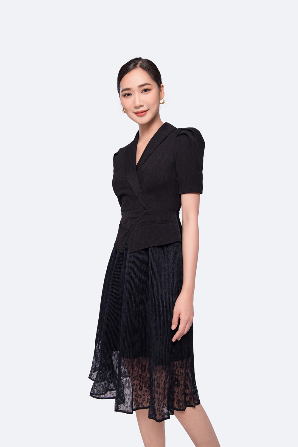 Đầm đen công sở peplum tùng phối lưới KK130-21 | Thời trang công ...