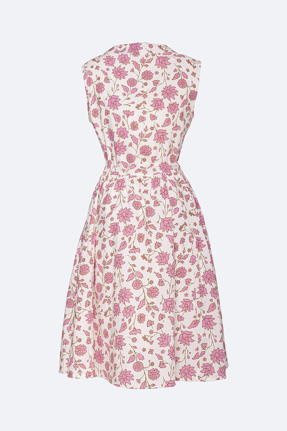 Đầm sát nách dáng xòe họa tiết hoa nhấn eo