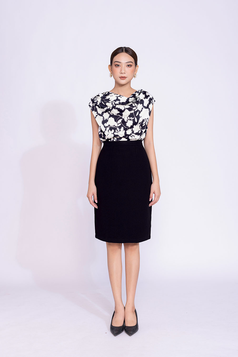 Áo kiểu nữ họa tiết hoa cổ đổ