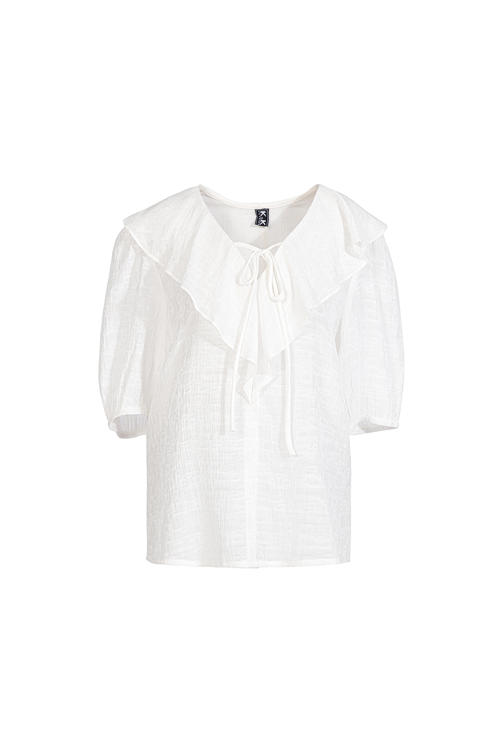 Áo trắng kiểu công sở cổ viền bèo thắt nơ