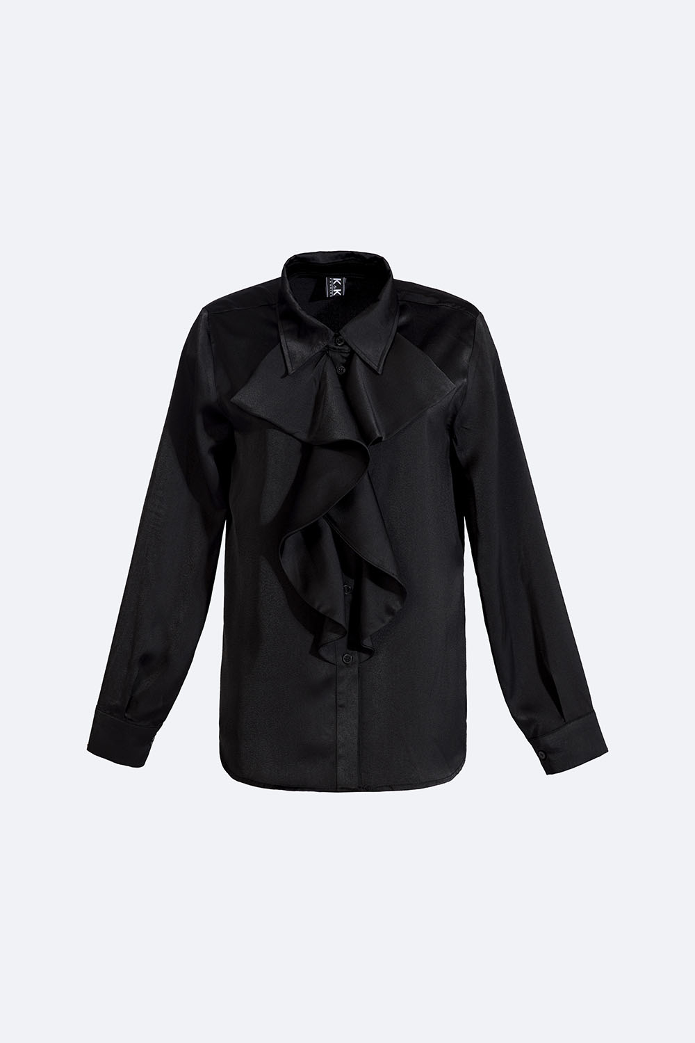 Áo sơ mi công sở màu đen phối bèo