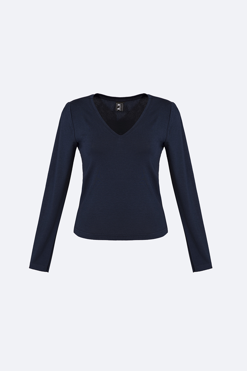 Áo thun ôm màu xanh tay dài cổ V