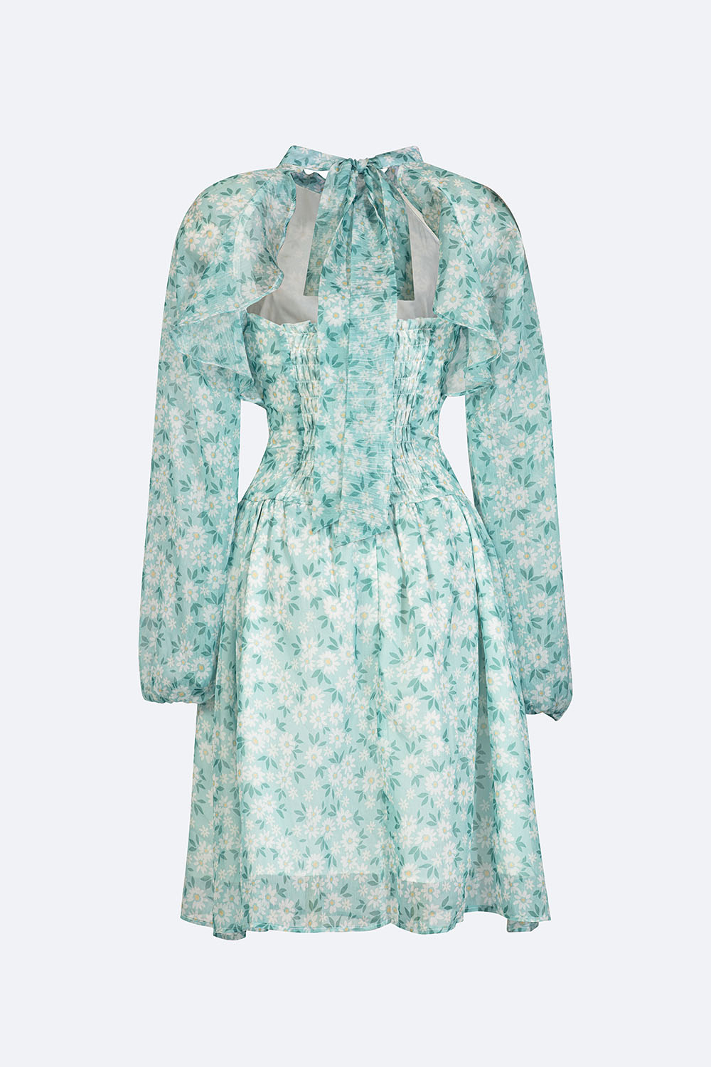 Đầm voan hoa nhấn eo dáng xòe