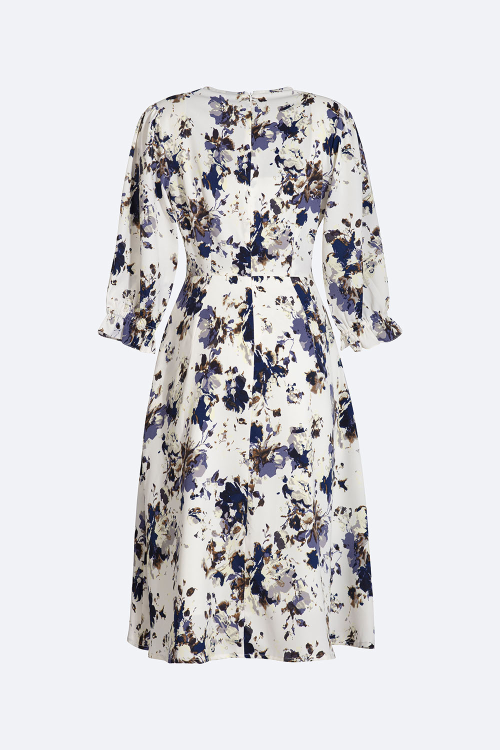 Đầm xòe hoa phối nơ viền bèo