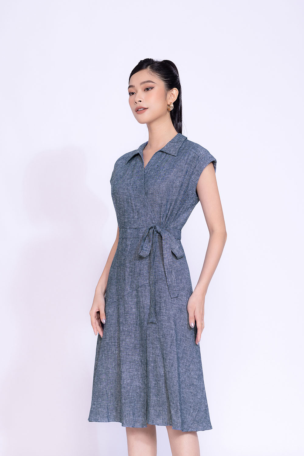 Đầm Xòe Xếp Ly Phối Nơ Cổ NK Fashion NKDV2202006
