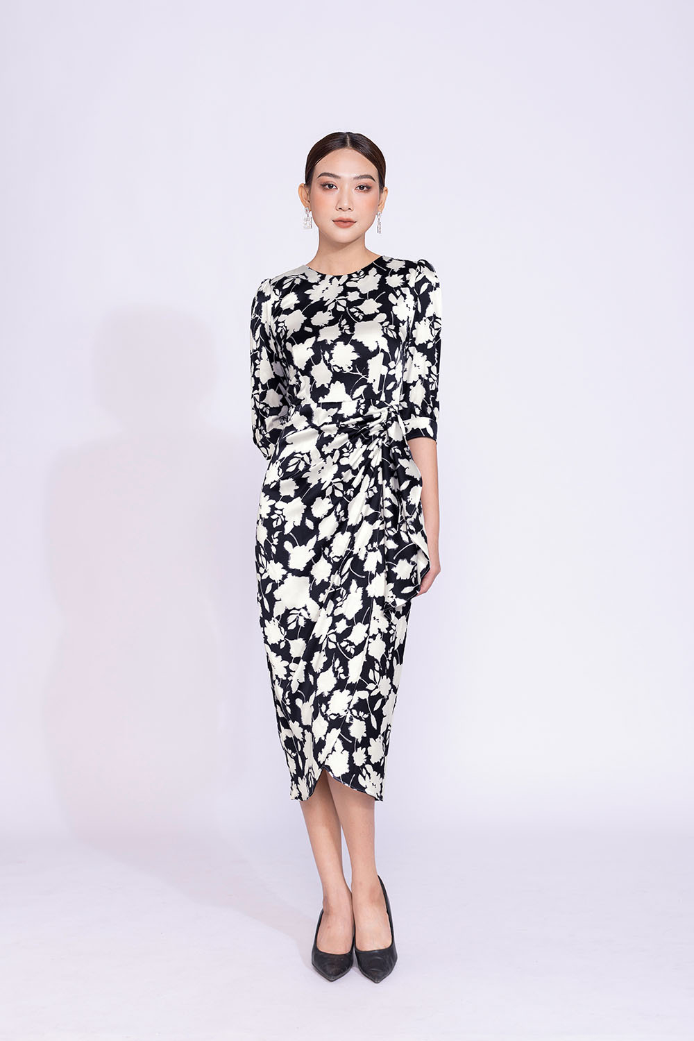 Đầm hoa đắp chéo wrap dress nhấn eo