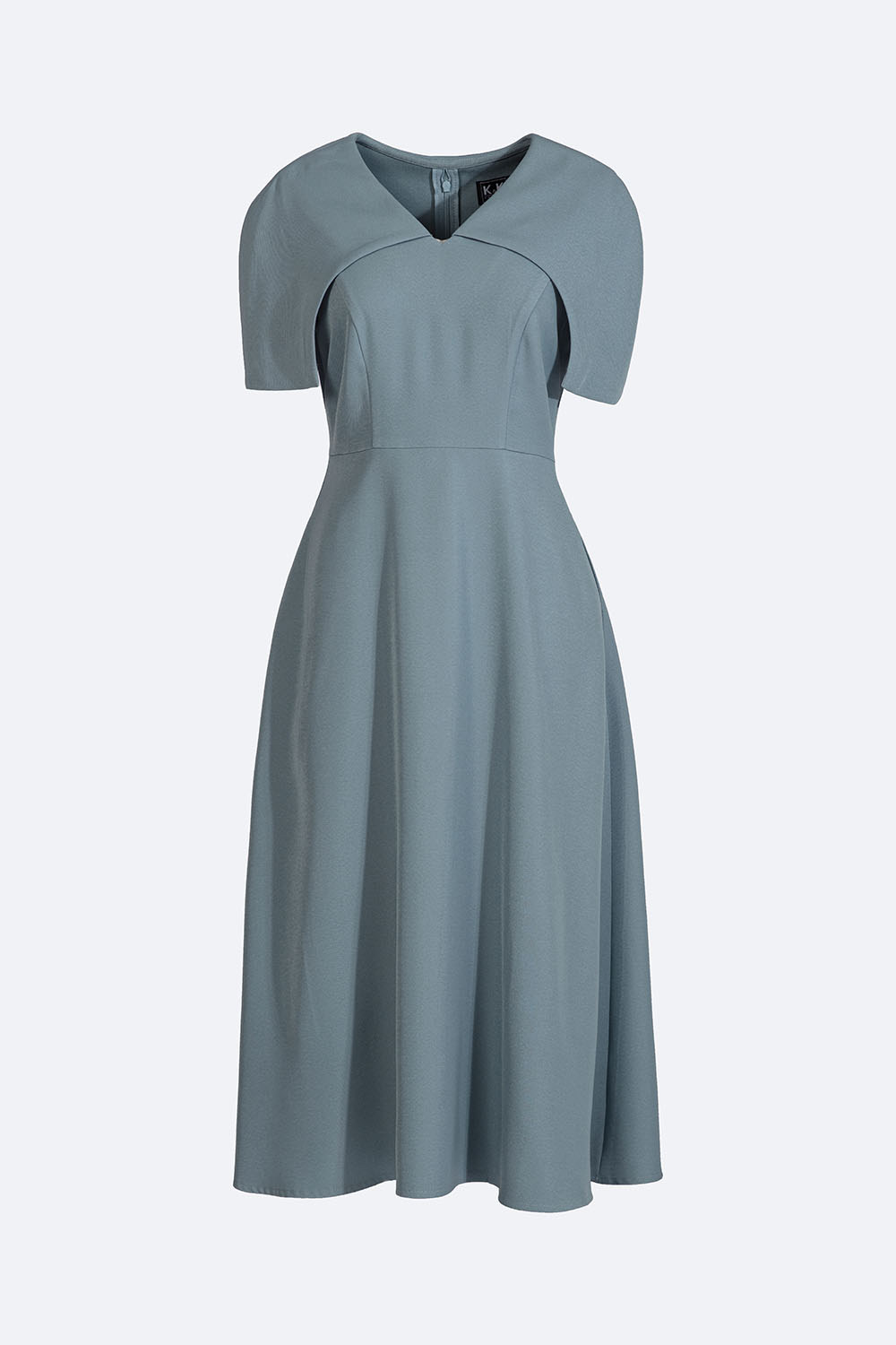 Đầm đơn sắc dáng xòe công sở cổ V