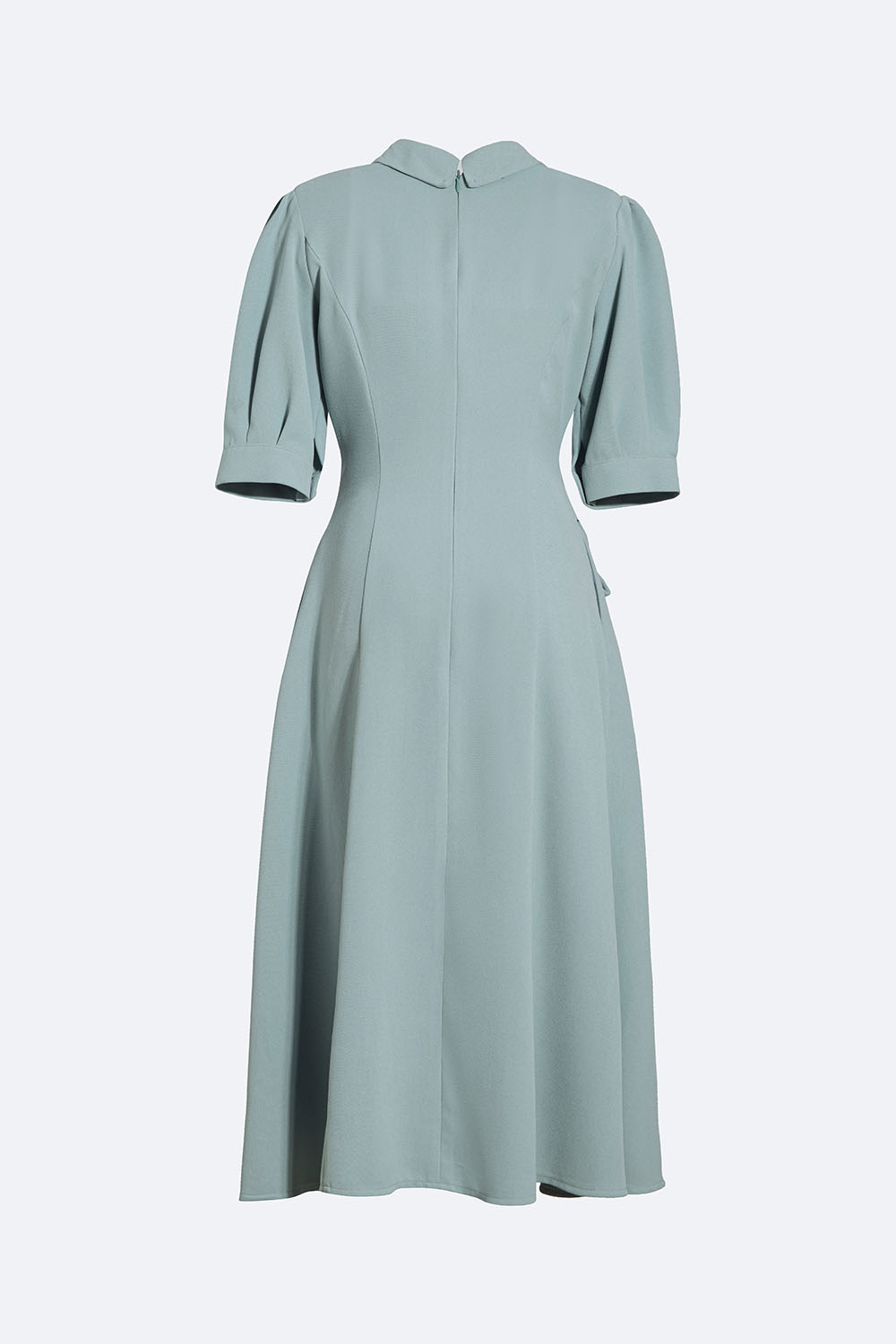 Đầm sơ mi dáng xòe phối nơ eo