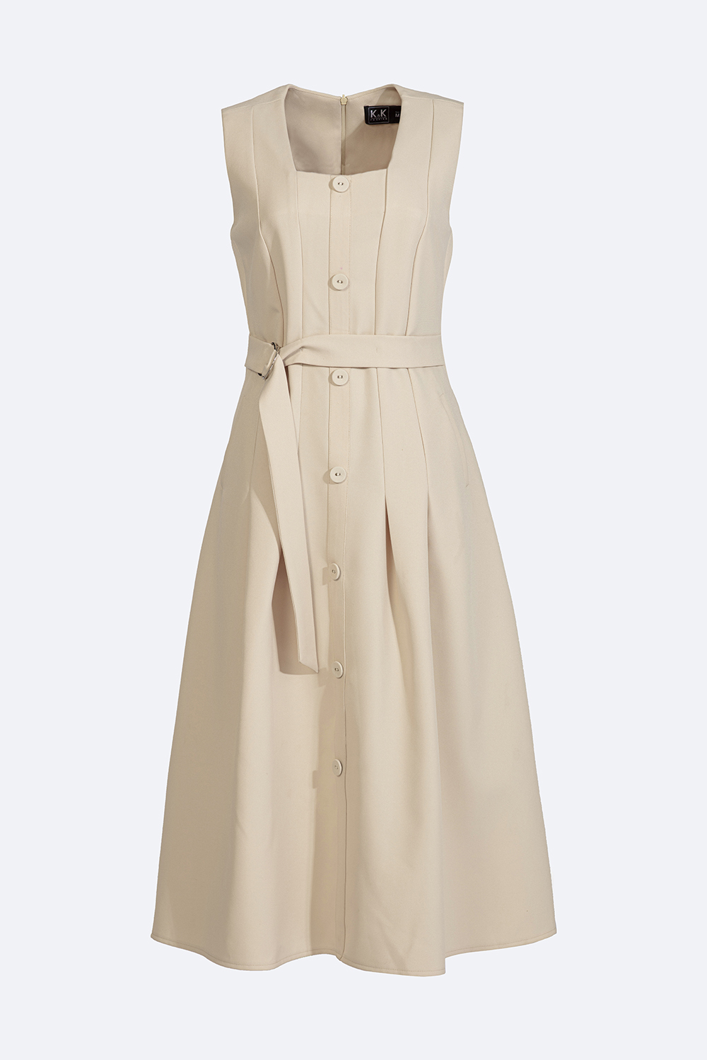 Đầm midi dáng xòe tùng váy xếp ly