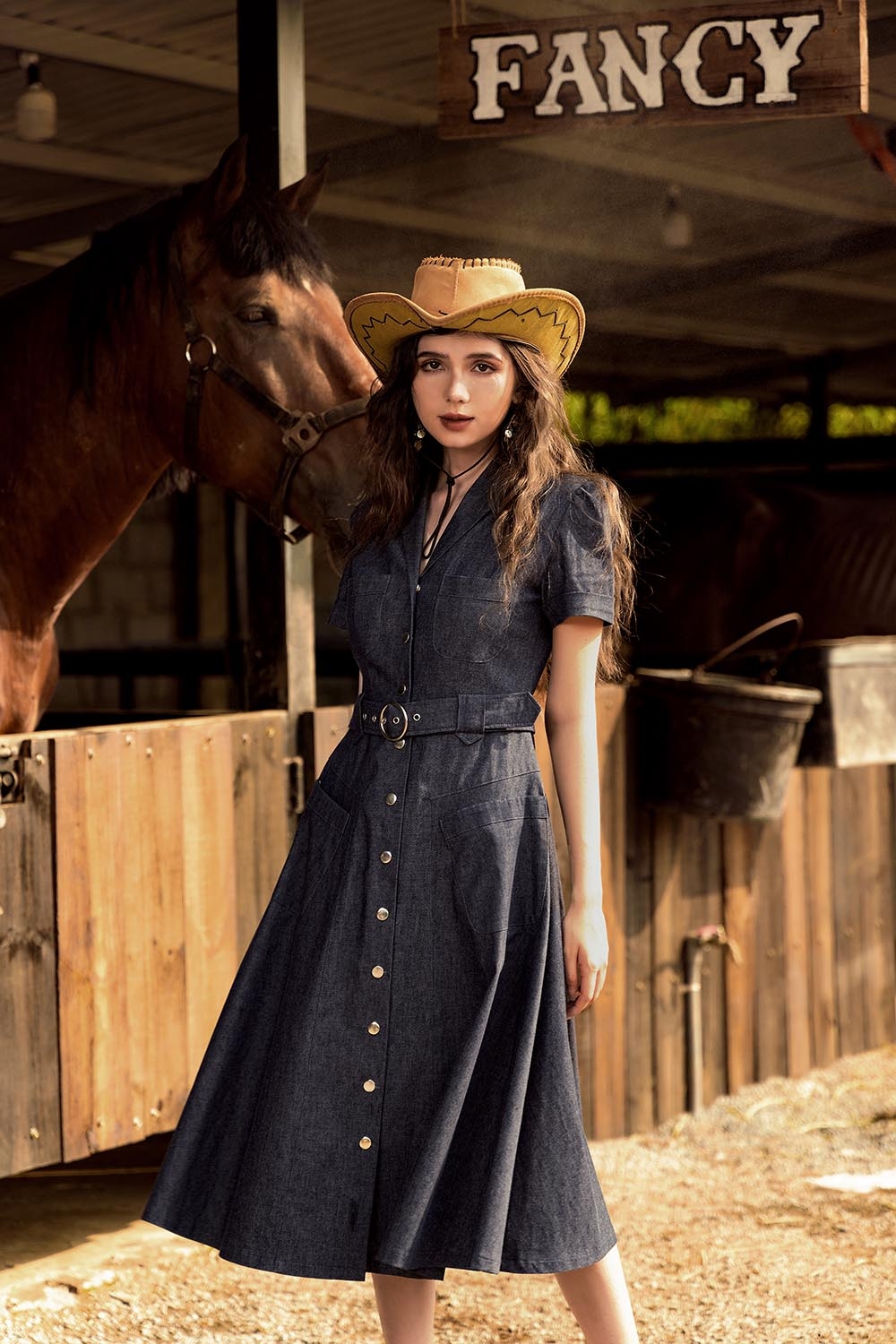 Đầm sơ mi công sở nữ phối đai eo KK140-17