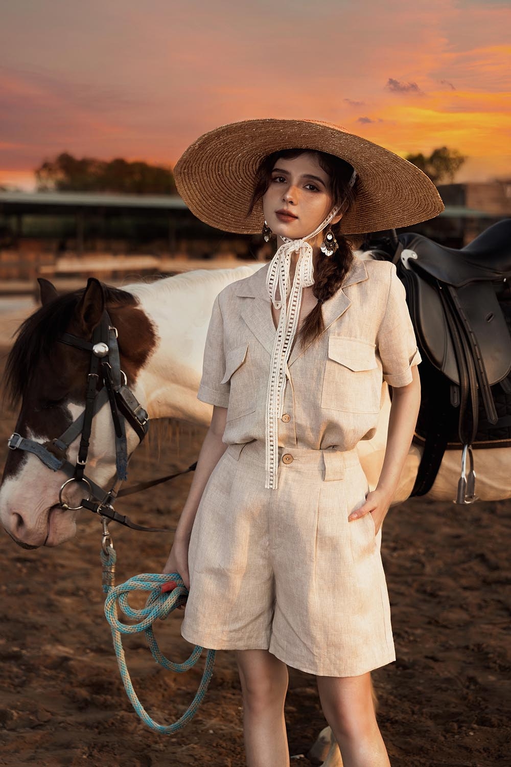 Quần short nữ vải linen hai túi