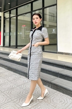 Đầm ôm công sở cổ sơ mi