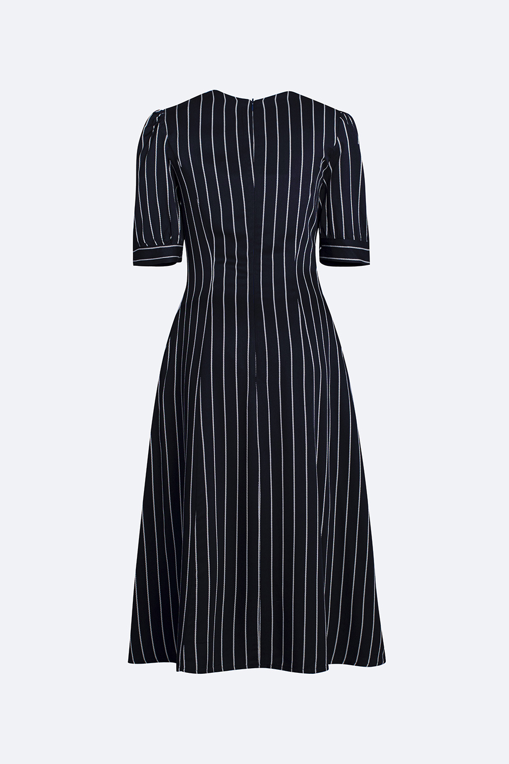 Đầm chữ A kẻ sọc công sở cổ thắt nơ