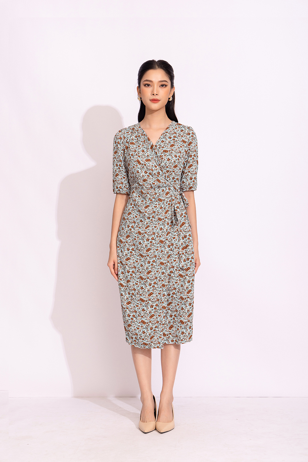 Đầm wrap dress họa tiết hoa nhí