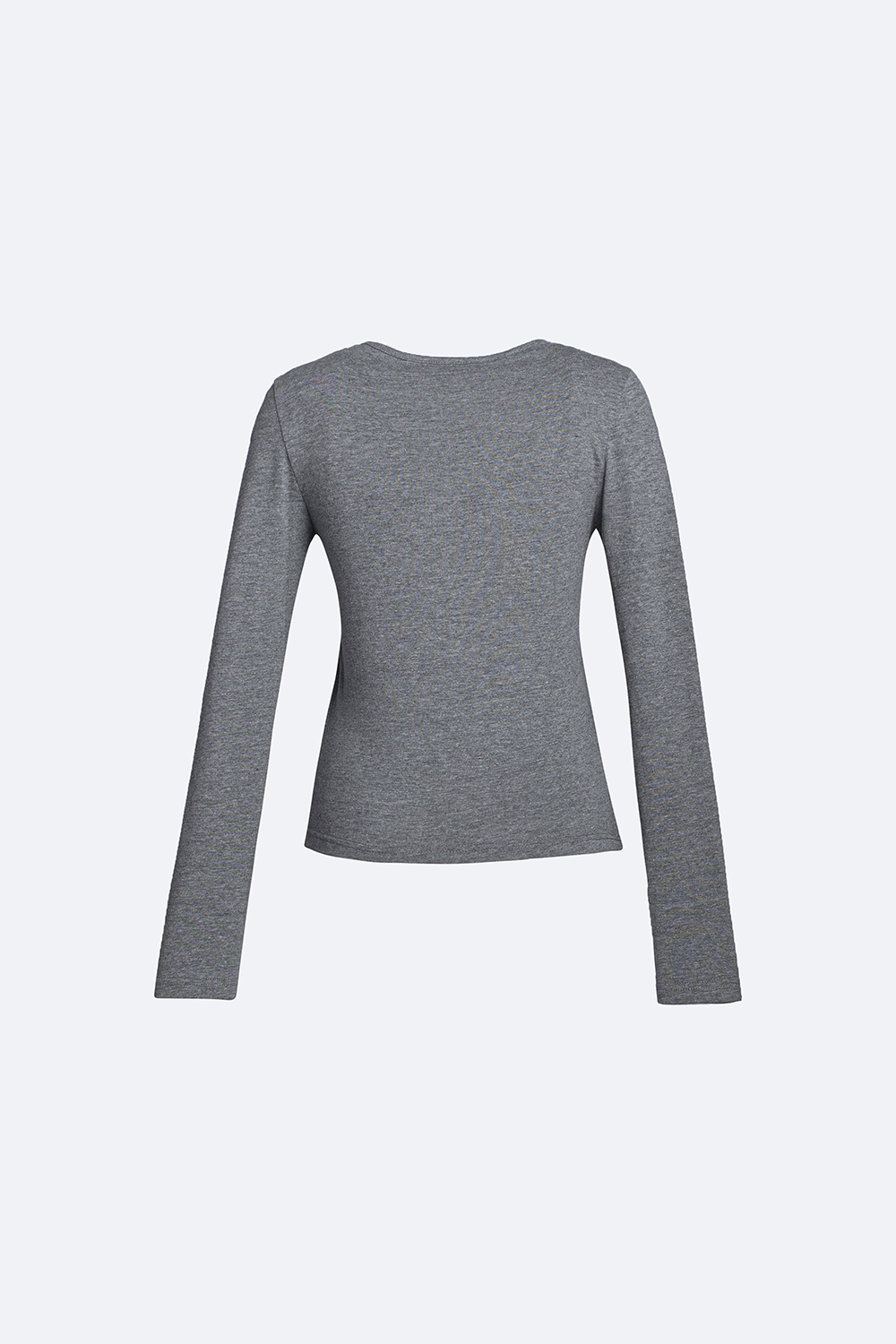 Áo thun xám dài tay cổ cut-out cách điệu