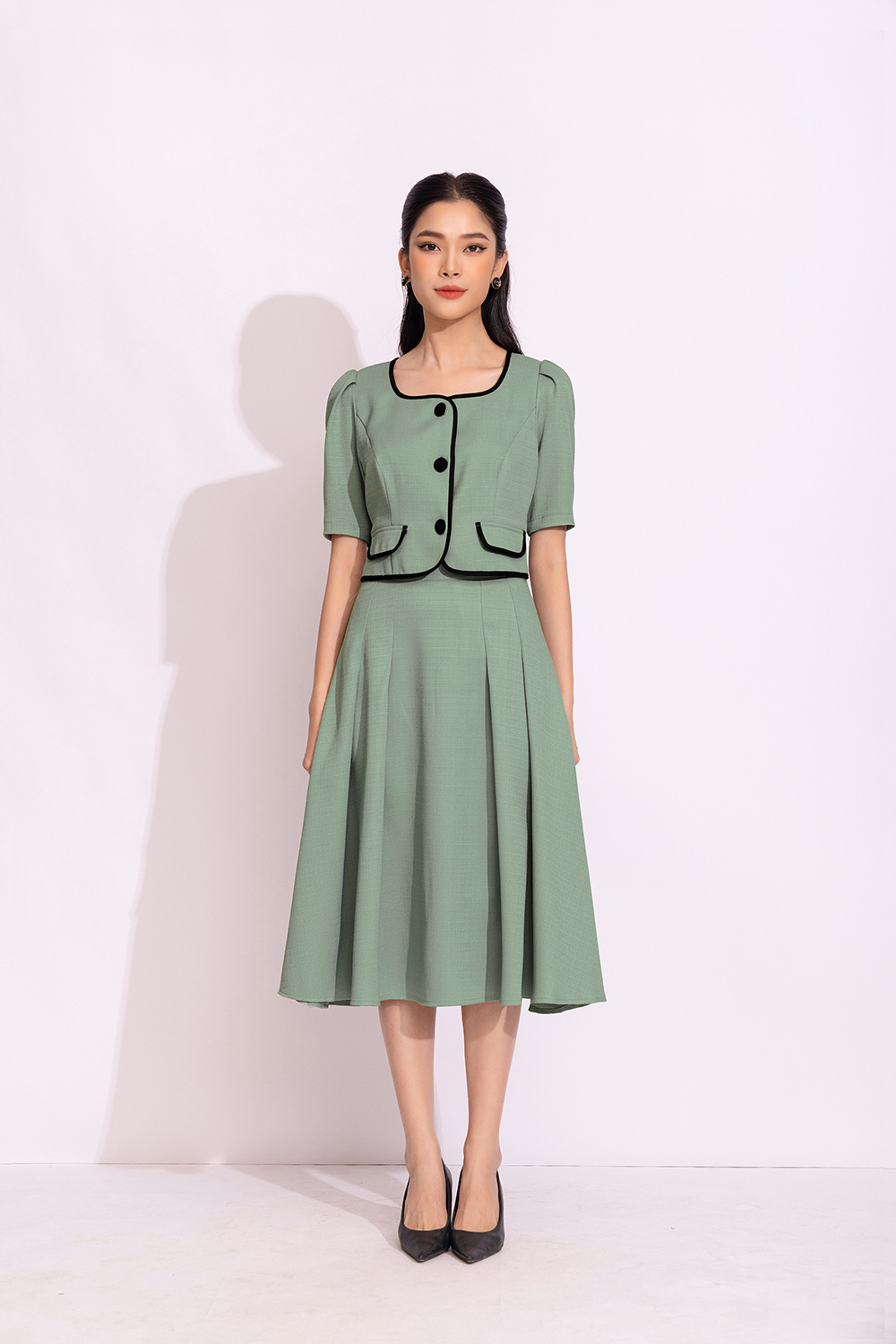 Áo sơ mi nữ kiểu hàn quốc viền đen