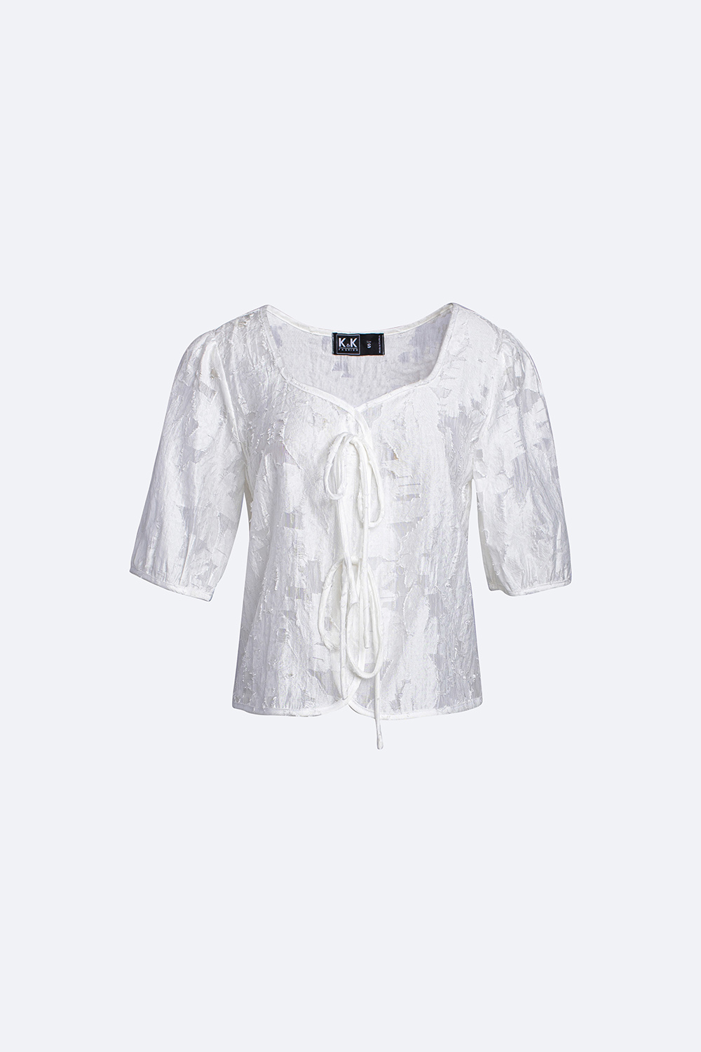 Áo kiểu nữ màu trắng phối nơ