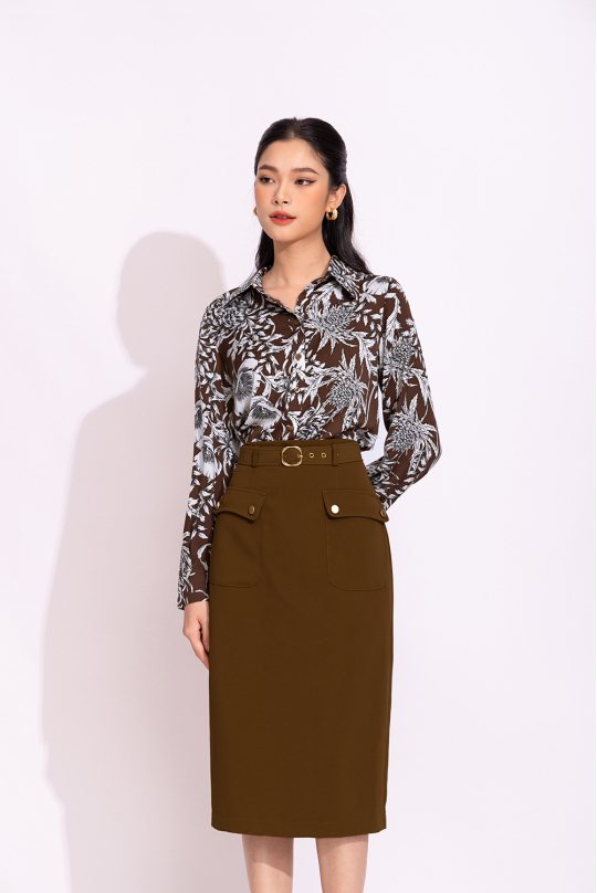 Áo sơ mi công sở họa tiết hoa ASM12-33