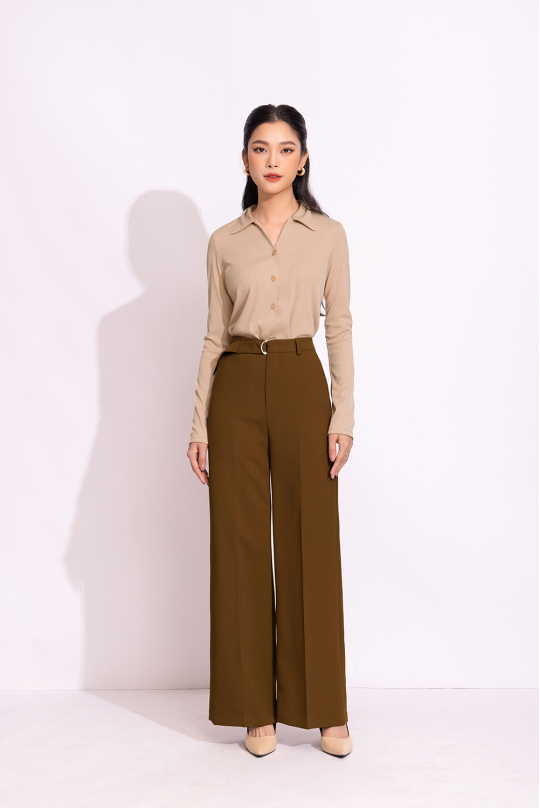 Quần ống suông công sở nữ màu nâu QCS04-19
