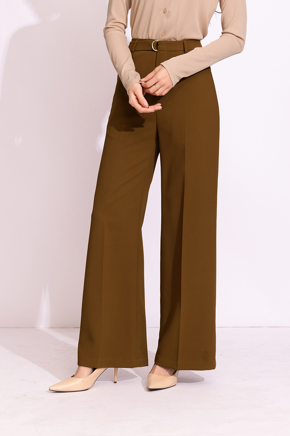 Quần ống suông công sở nữ màu nâu