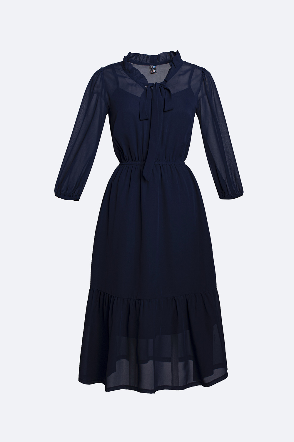 Đầm xòe đuôi cá cổ phối nơ