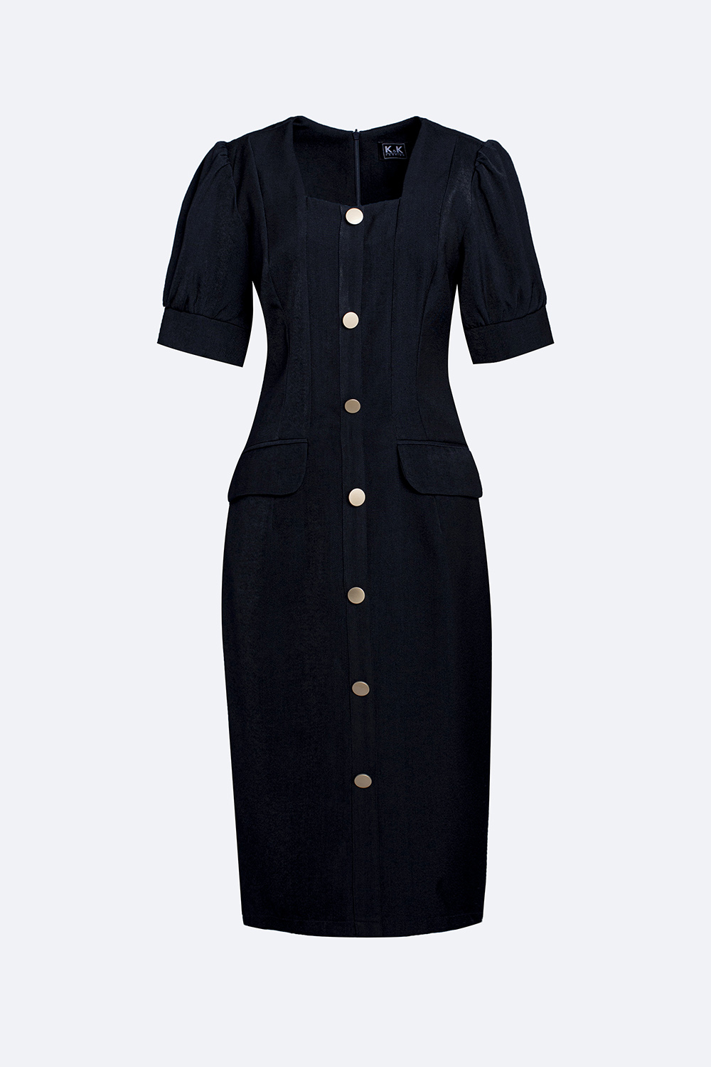 Đầm công sở dáng ôm phối nút