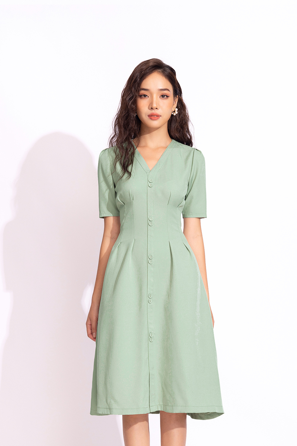 Đầm công sở nữ dáng chữ A cổ V