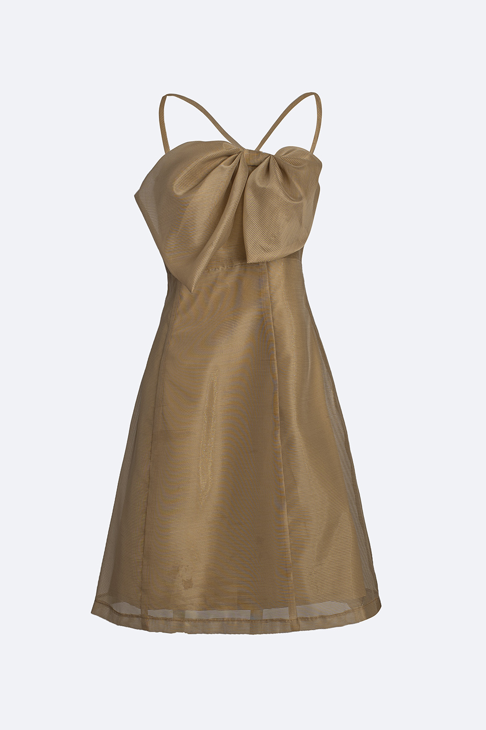 Đầm hai dây dự tiệc phối nơ dáng xòe