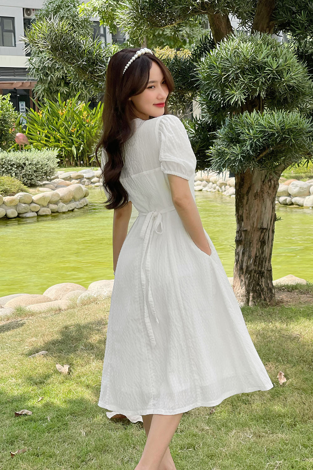 Đầm trắng dáng chữ A tay lửng KK130-16 | Thời trang công sở K&K ...