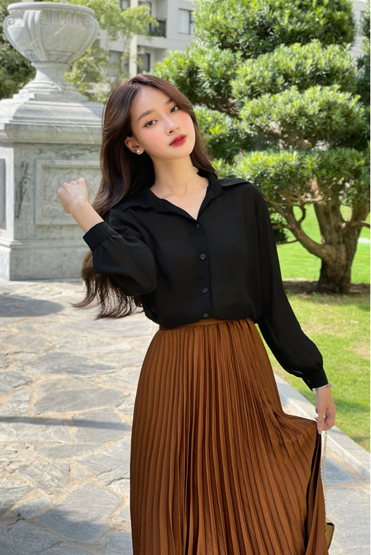 Áo sơ mi nữ công sở màu đen ASM11-26