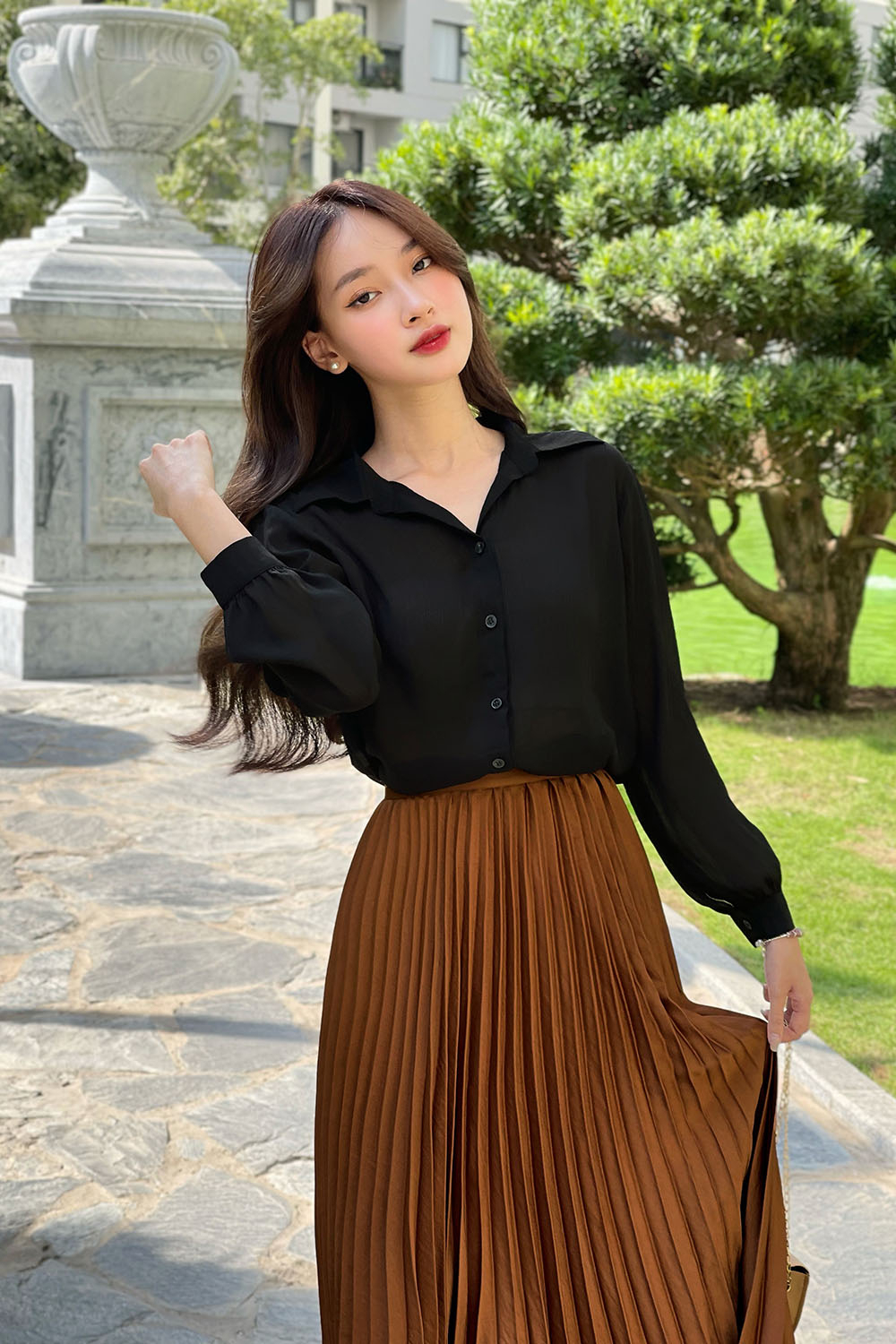 Áo sơ mi màu đen công sở nữ ASM11-26