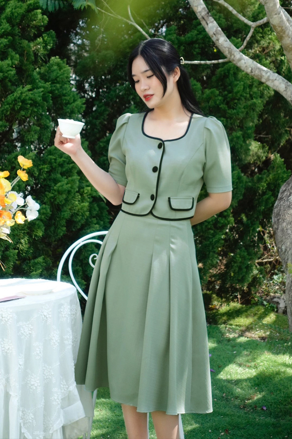 Áo sơ mi nữ kiểu hàn quốc viền đen