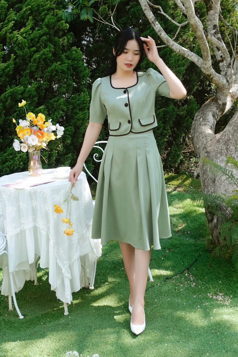 Áo sơ mi nữ kiểu hàn quốc viền đen