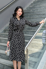 Áo sơ mi chấm bi dài tay