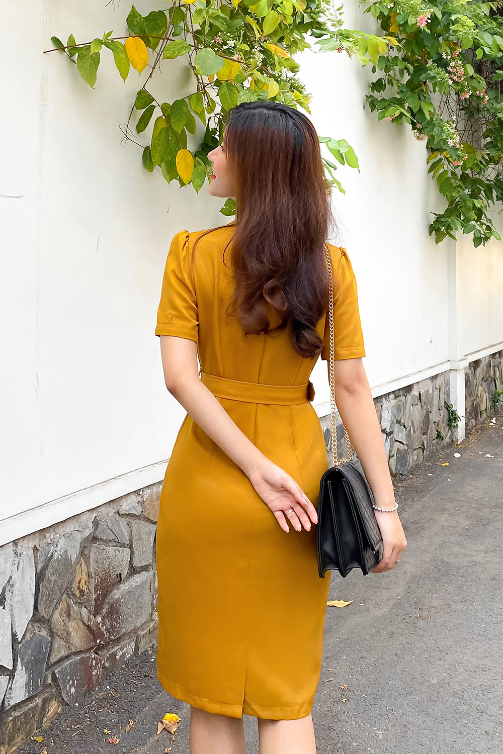 Đầm ôm công sở nữ phối đai eo