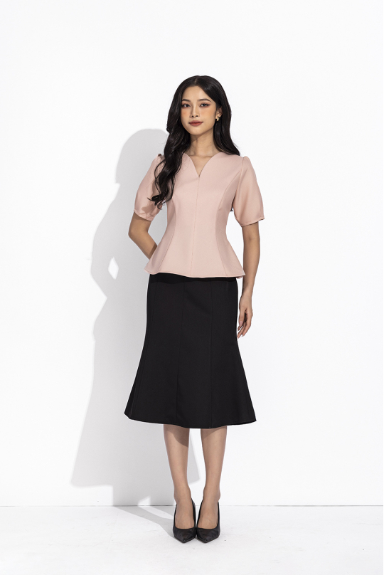 Áo kiểu peplum màu hồng ASM14-04