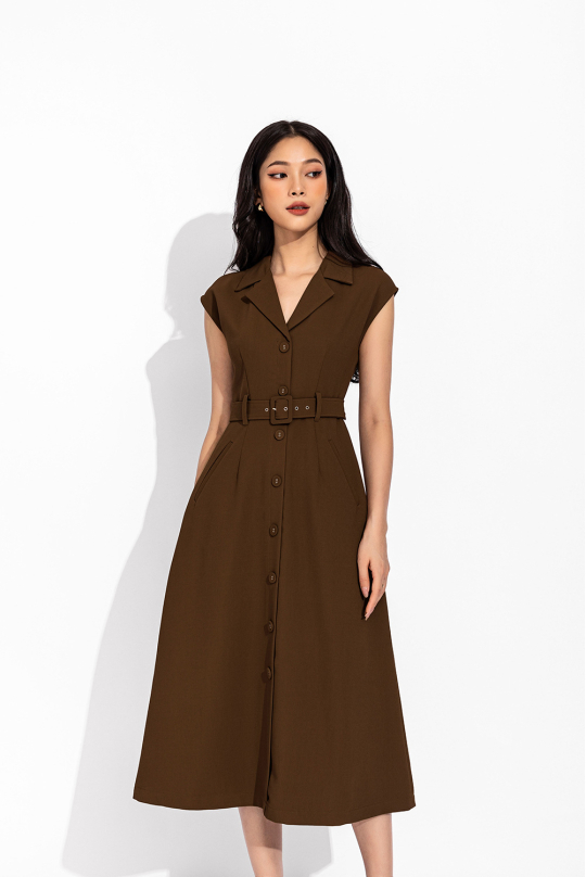 Đầm công sở chữ A phối đai eo KK150-12